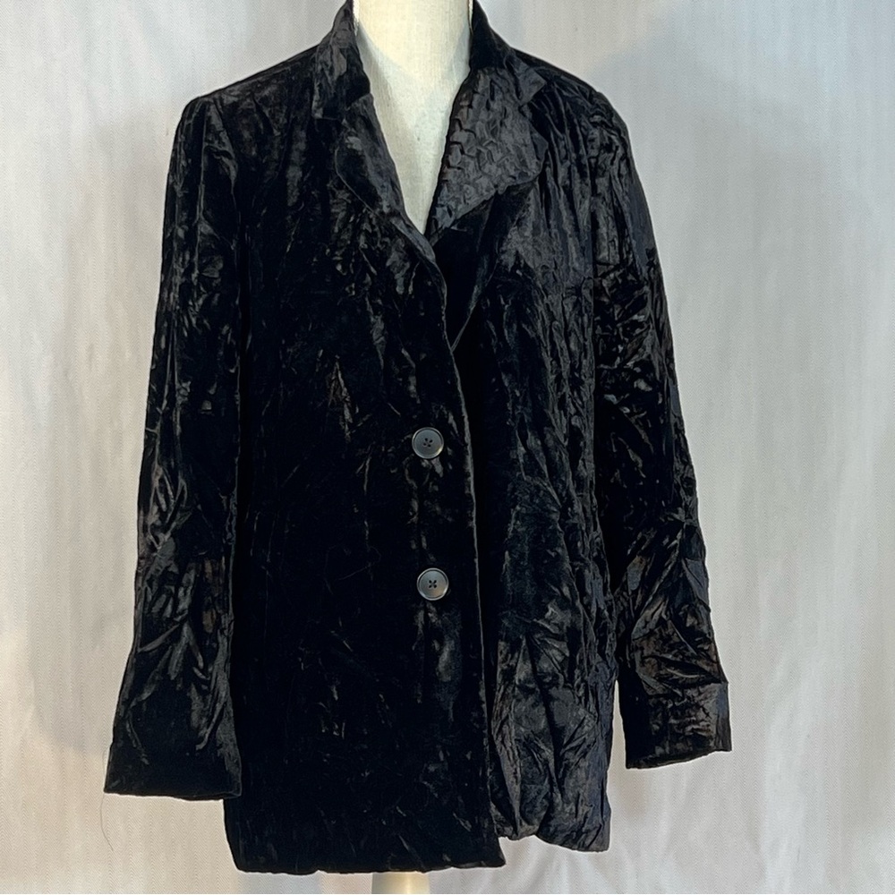 Madwell Blazer Black Crushed Velvet Cocktail or Jeans Notched Collar EUC S👍